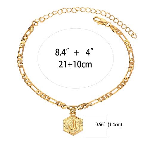 18K Gold & Silver Anklet Bracelets for Women & Men with Custom Initials