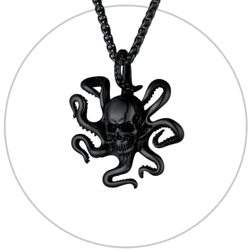 Stainless Steel U7 Skull Pendant Necklace - Gothic Punk Jewelry with 22-24 Inch Chain