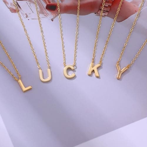 14k Gold Plated Initial Letter Choker Necklace for Women