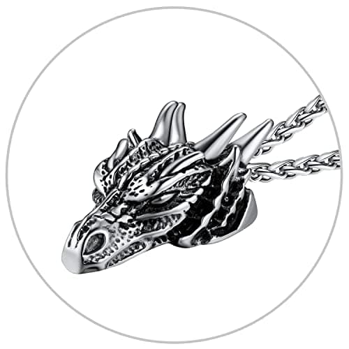 Retro Black Stainless Steel U7 Animal Pendant Necklace for Men & Women Cool Gift