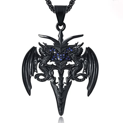 YAMI Angel Wings Dragon Pendant 316 Stainless Steel Necklace