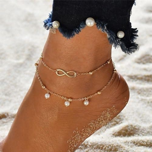 Fesciory Women's Gold Alloy Heart Anklet Bracelet