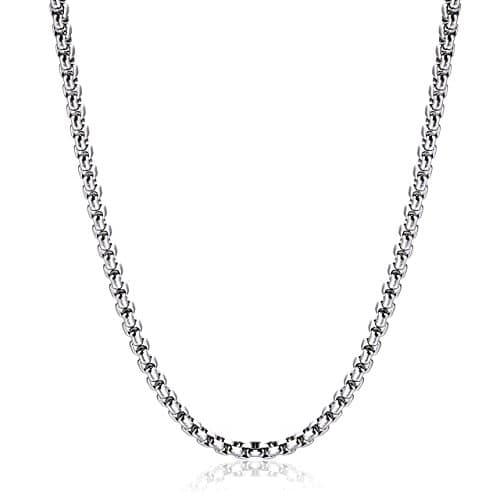 Stainless Steel Round Box Chain Necklace for Men & Women