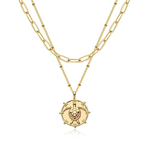 MEVECCO Handmade 18k Gold Plated Heart Arrow Layered Choker Necklace for Women