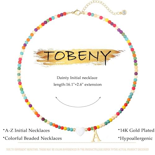 Colorful Beaded Initial Necklaces for Women: Handmade Personalized A-Z Gifts