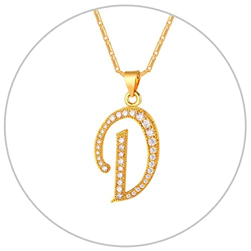 Alphabet A-Z Stainless Steel Choker for Women, Gold Plated CZ Jewelry, Gift Box Packed