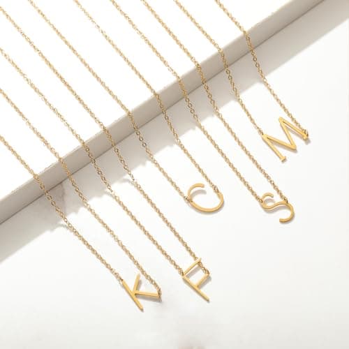 MOMOL Sideways Gold Initial Gold-Plated Stainless Steel Pendant Necklace