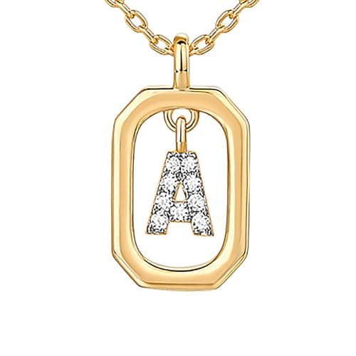PavoI 14K Gold Plated CZ Letter Pendant Necklace for Women
