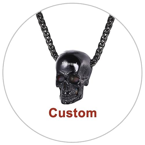 Stainless Steel U7 Skull Pendant Necklace - Gothic Punk Jewelry with 22-24 Inch Chain