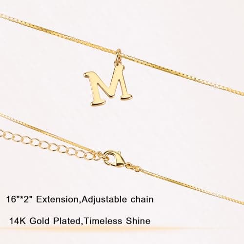 Anourney 14K Gold Initial Choker, Personalized Letter Pendant Necklace for Women