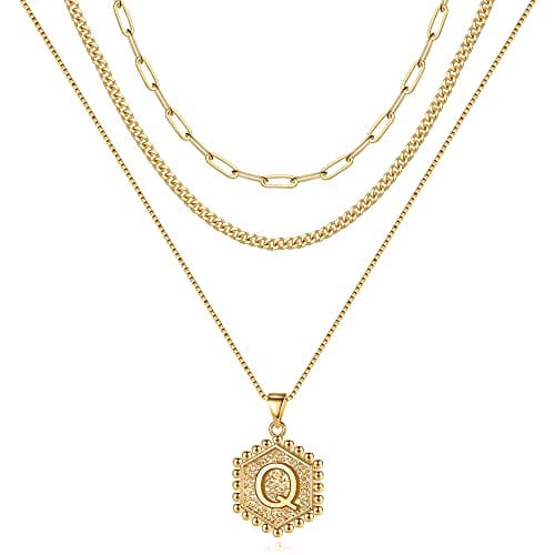 Layered Initial Necklaces for Women