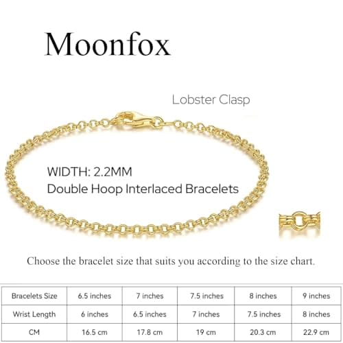 Moonfox 14K Gold Women's Non-Tarnished Double Hoop Bracelet