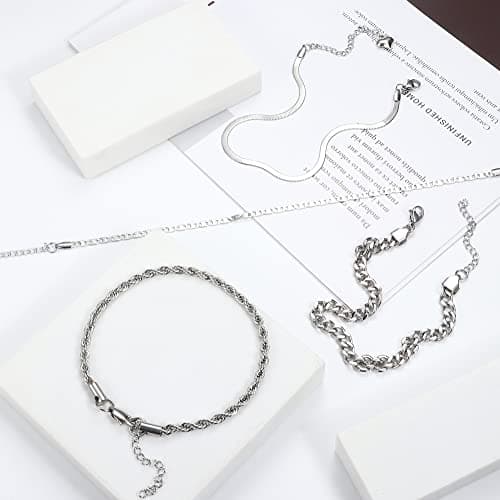 HANPABUM Stainless Steel Boho Layered Anklet Summer Foot Jewelry