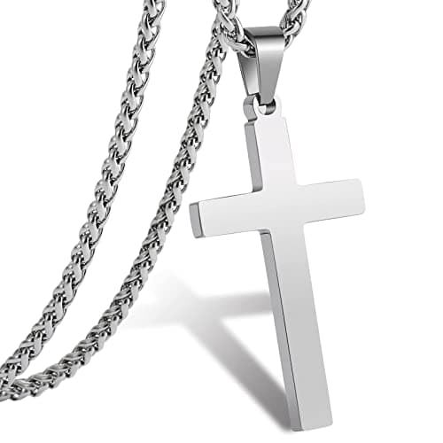 Stainless Steel Cross Necklace 16-24 Inches RS Gift for Men Women Boys