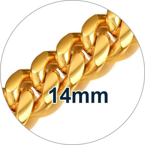 ChainsPro Men's Chunky Miami Cuban Chain Necklace, Gold Plated, 18-30 Inch Length