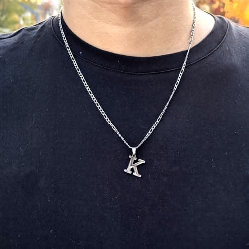 Kelisto Gold Initial Necklace 14K Gold Tone Figaro Chain A-Z Alphabets