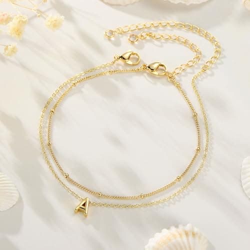 Turandoss Women's 14K Gold Plated Ankle Bracelets