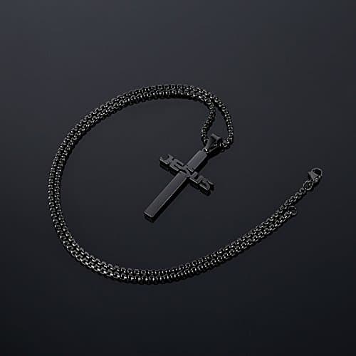 Stainless Steel Jesus Cross Pendant Necklace for Men & Women, 20-24 Inches Rolo Chain, Christian Gifts