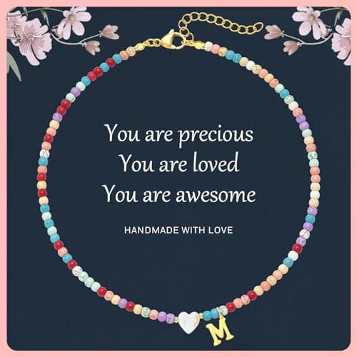 Colorful Beaded Initial Necklaces for Women - Bohemian Choker Jewelry Gifts