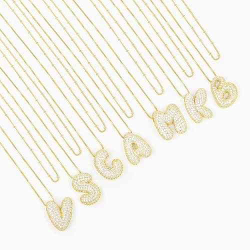 CandyHome Gold Plated Initial Layered Necklace for Women A-Z CZ Pendant Personalized Gifts