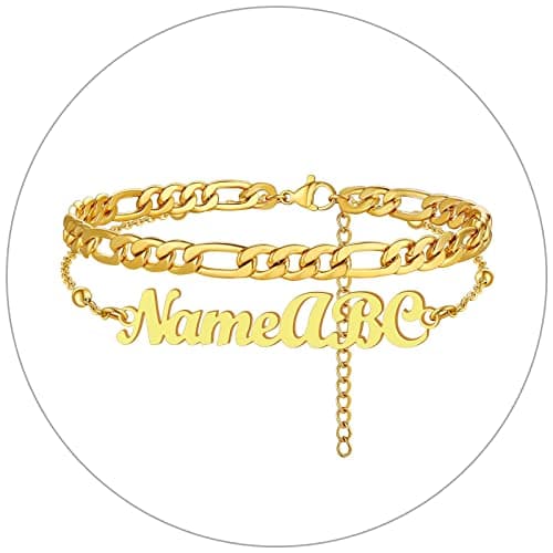 FindChic Stainless Steel Ankle Chain Bracelets, Cuban Curb/Figaro/Box Links, Adjustable Anklet