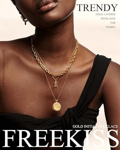 Freekiss Gold Heart Initial Necklace for Women
