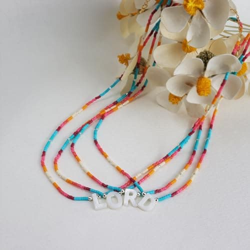 Agriajun Boho Personalized Heart Star Choker Necklaces for Women Seed Beads Jewelry Gift