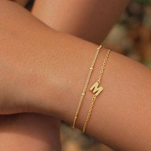 Gold Plated Initial A-Z Letter Bracelets for Women Gift