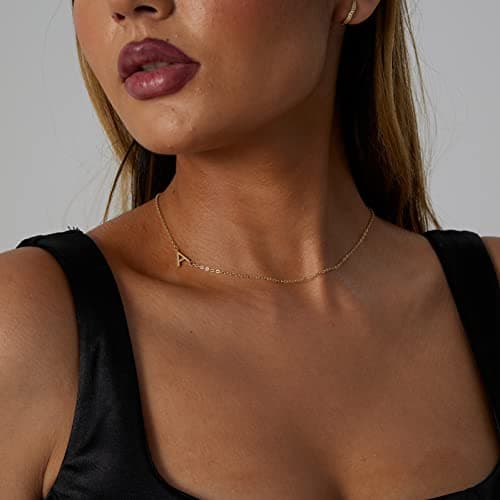 VIROMY Dainty 14K Gold Plated Minimalist Initial Name Choker Necklace