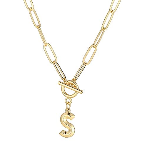 Eben-Ezer Hiphop Gold Initial A-Z Pendant Thick Chain Necklace