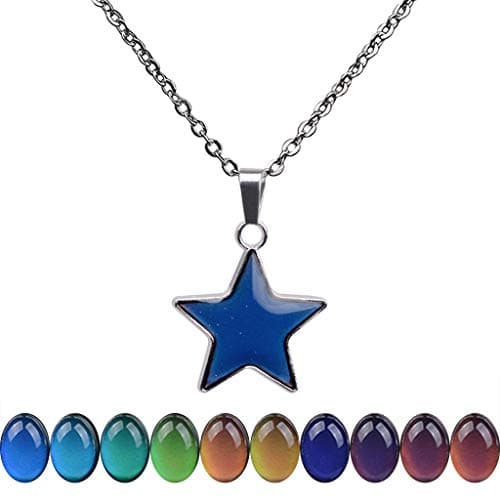 FM42 Temperature Sensing Color-Changing Pendant Necklace with Stainless Steel Chain