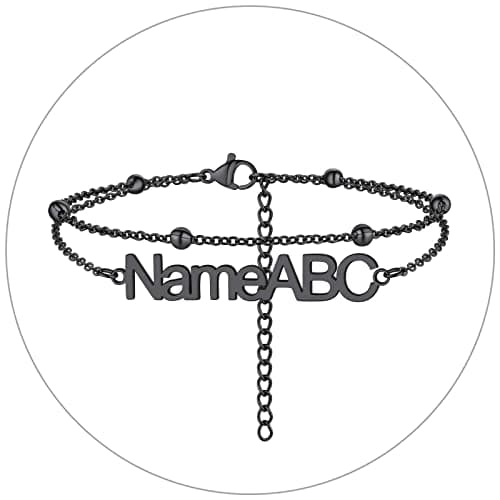 FindChic Stainless Steel Ankle Chain Bracelets, Cuban Curb/Figaro/Box Links, Adjustable Anklet