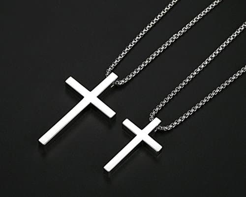 Reve Reve Simple Stainless Steel Silver Tone Cross Pendant Necklace 20-22 Inches