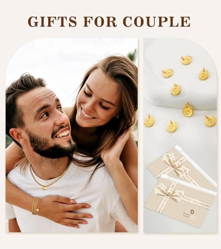 Doubgood 18K Gold Plated Beaded Bracelet with Alphabet Pendant