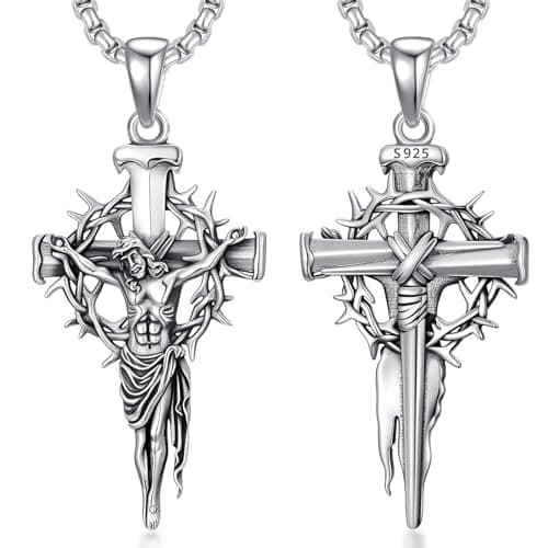 MEIDERBO 925 Sterling Silver 3 Nail Cross Pendant Men's Jewelry
