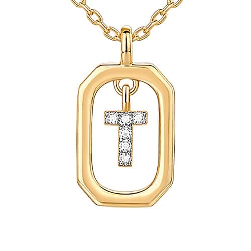 PavoI 14K Gold Plated CZ Letter Pendant Necklace for Women