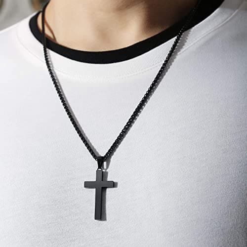 P. Blake Stainless Steel Cross Pendant Necklace for Men & Boys