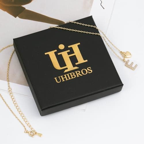 UHIBROS Gold Zirconia Heart Letter Pendant Personalized Naming Necklace