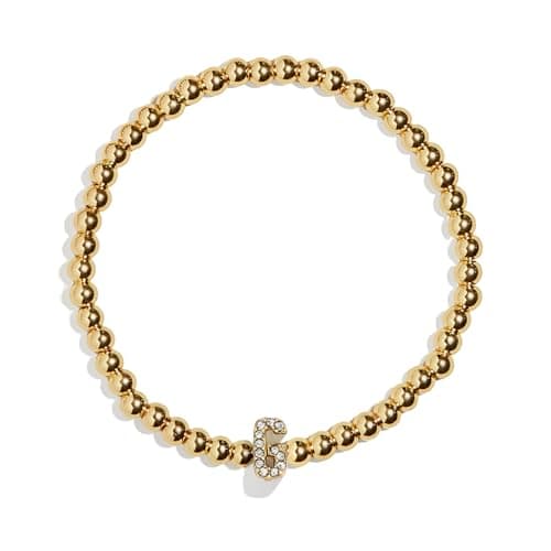 BaubleBar Pisa Stretch Bracelet - Personalized Gold-Plated Vertical Pave Initial Jewelry for Women