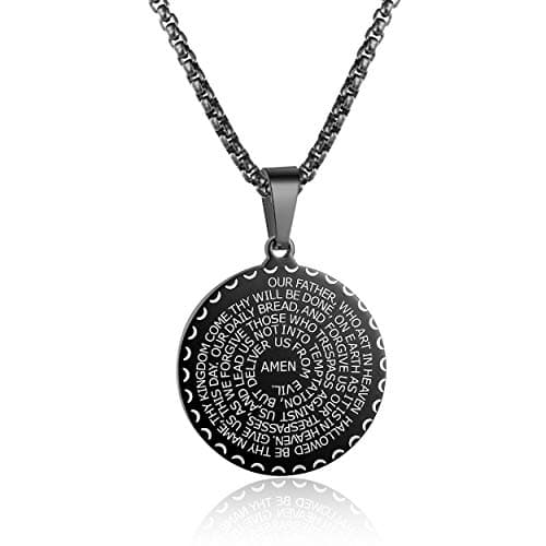Rehoboth Stainless Steel Coin Medal for Healer's Prayer Hands Cross Pendant Necklace Black Gold Silver