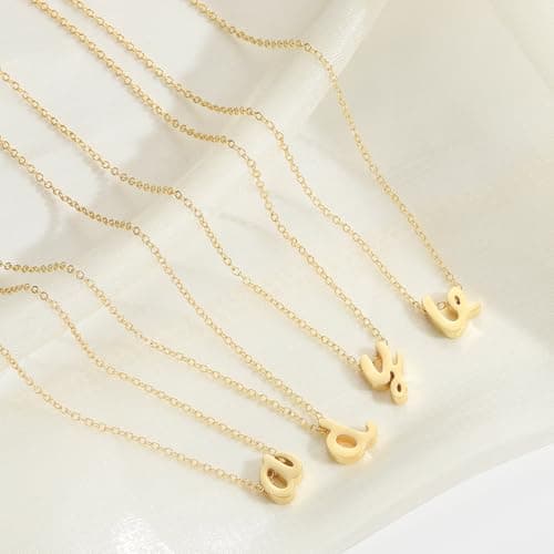 14K Gold Plated A-Z Layered Initial Necklace Set for Women