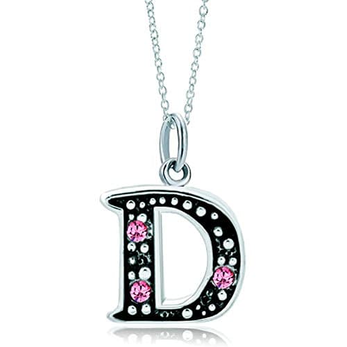 LovelyJewelry Pink Alphabet A-Z Initial Bead Necklace Pendant