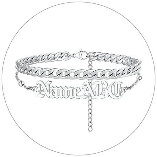 FindChic Stainless Steel Ankle Chain Bracelets, Cuban Curb/Figaro/Box Links, Adjustable Anklet