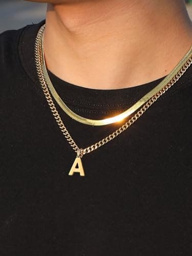 P. BLAKE Stainless Steel Initial A-Z Pendant Necklaces Gifts for Men Boys