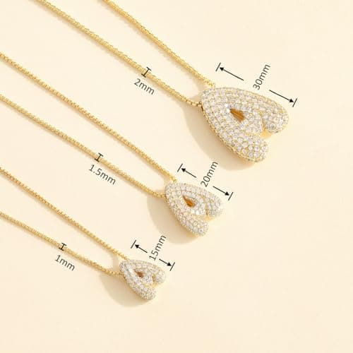 KissYan 14K Gold Plated Balloon Initial Pendant Necklace for Women