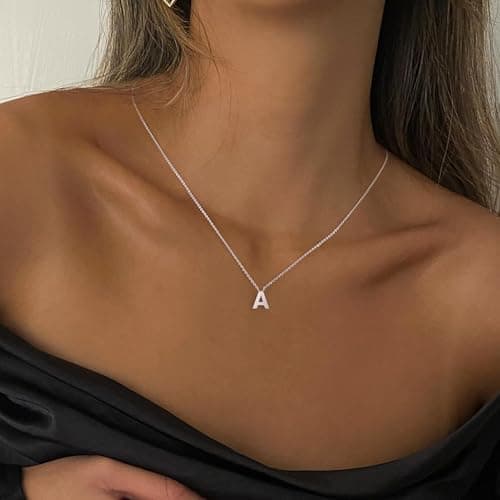 Hayopi Dainty Silver Initial Necklace for Women
