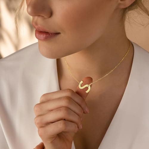 Ursteel Dainty 14K Gold Plated Initial Necklaces for Women