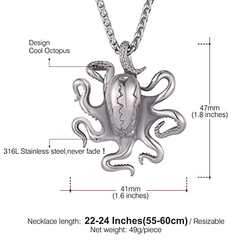Stainless Steel U7 Skull Pendant Necklace - Gothic Punk Jewelry with 22-24 Inch Chain