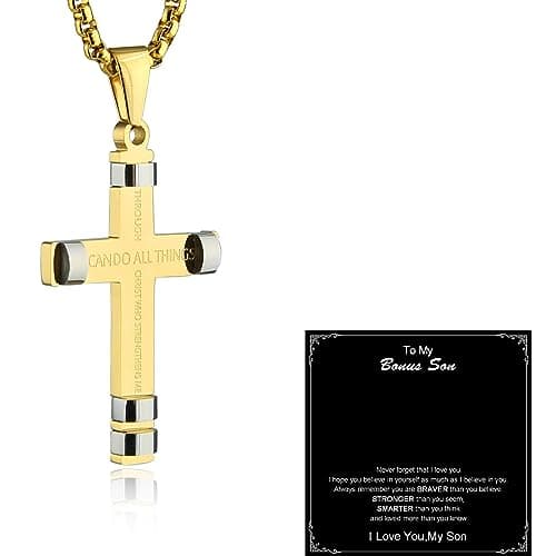 HZMAN Philippians 4:13 Strength Pendant Stainless Steel Necklace, 3 Colors