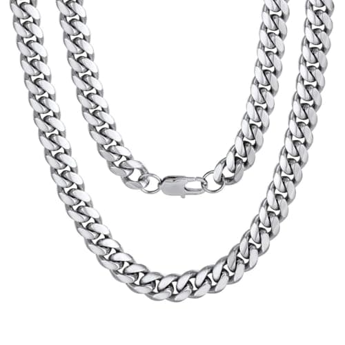 ChainsPro Men's Chunky Miami Cuban Chain Necklace, Gold Plated, 18-30 Inch Length